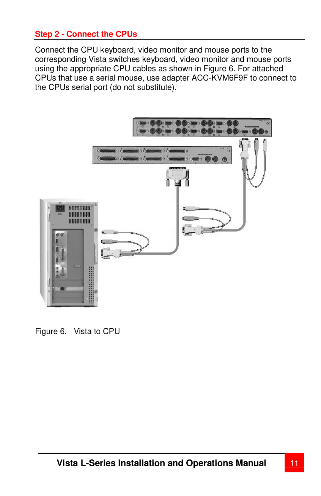 Rose electronic vista manual Connect the CPUs, Vista to CPU 