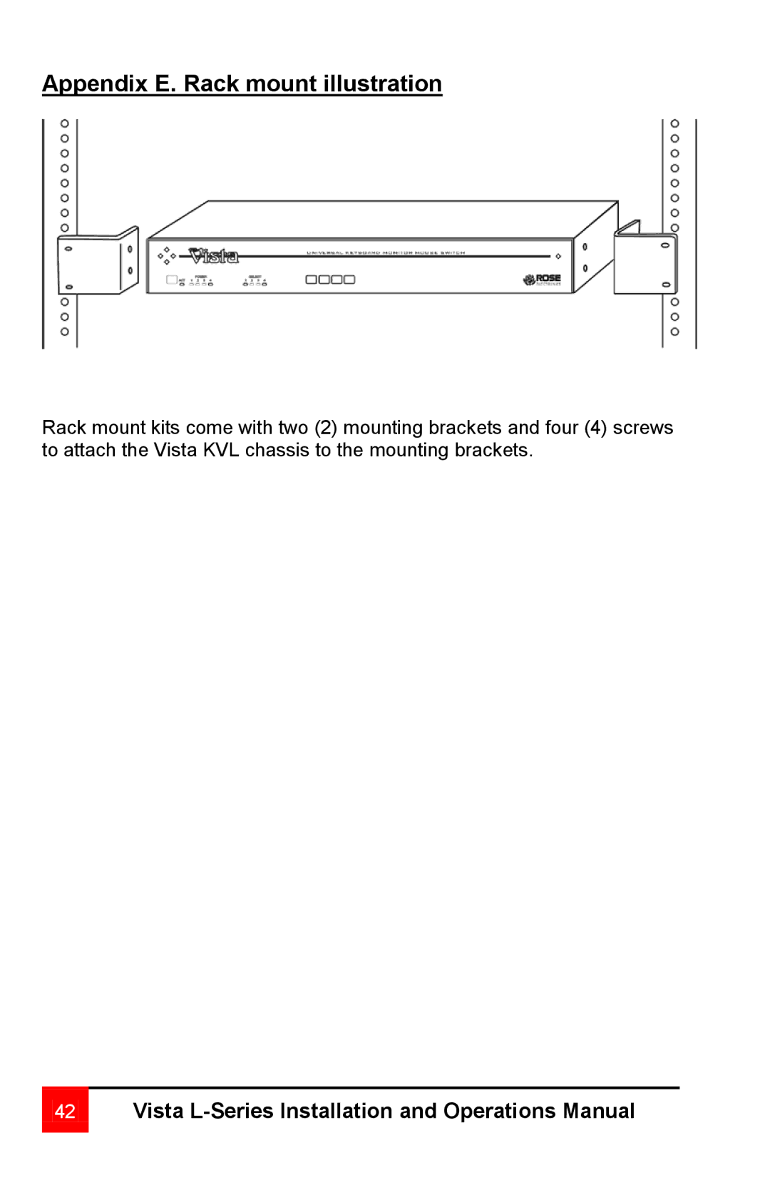 Rose electronic vista manual Appendix E. Rack mount illustration 