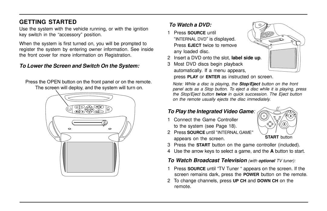 Rosen Entertainment Systems A10 owner manual Getting Started 