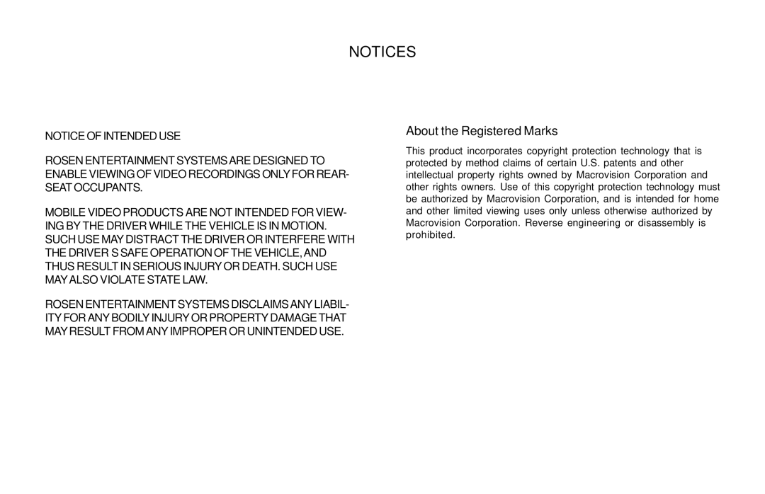 Rosen Entertainment Systems AC3003 owner manual About the Registered Marks 