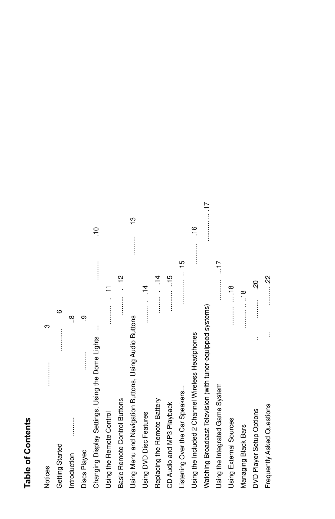 Rosen Entertainment Systems AV7000 owner manual Table of Contents 