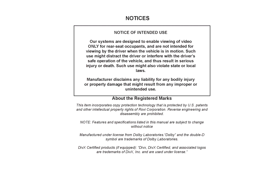 Rosen Entertainment Systems AV7800 manual About the Registered Marks 