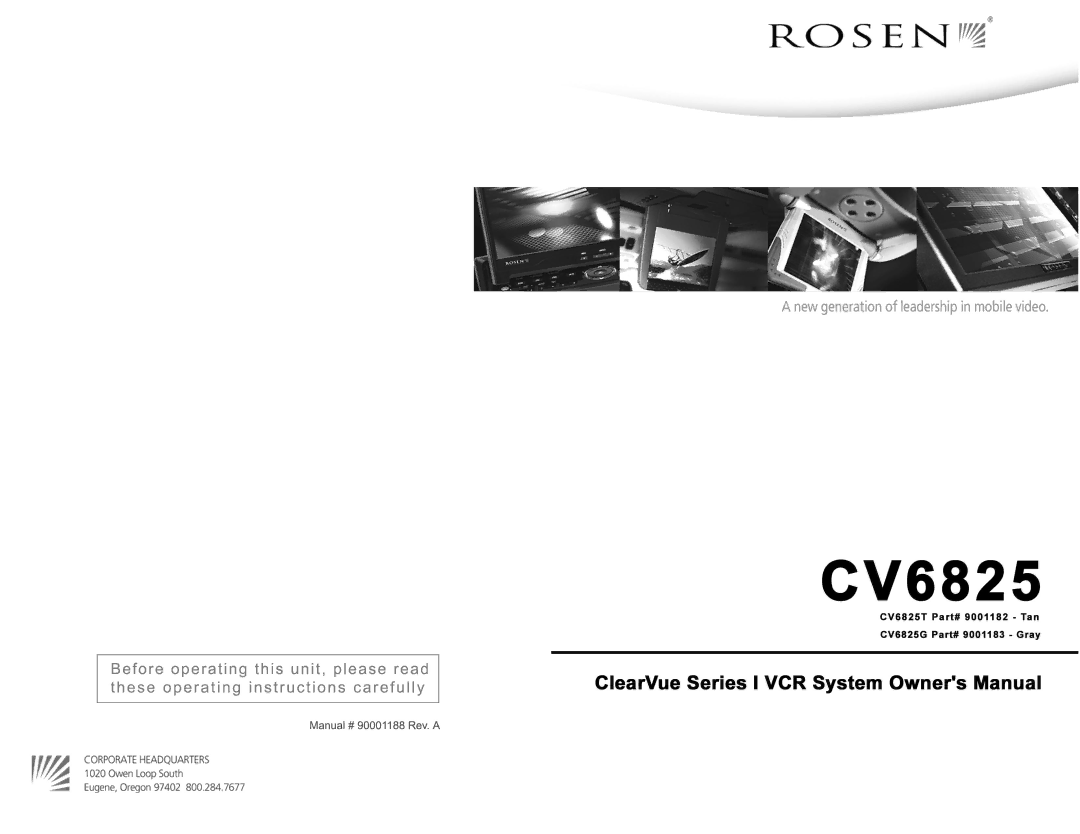 Rosen Entertainment Systems CV6825 manual 