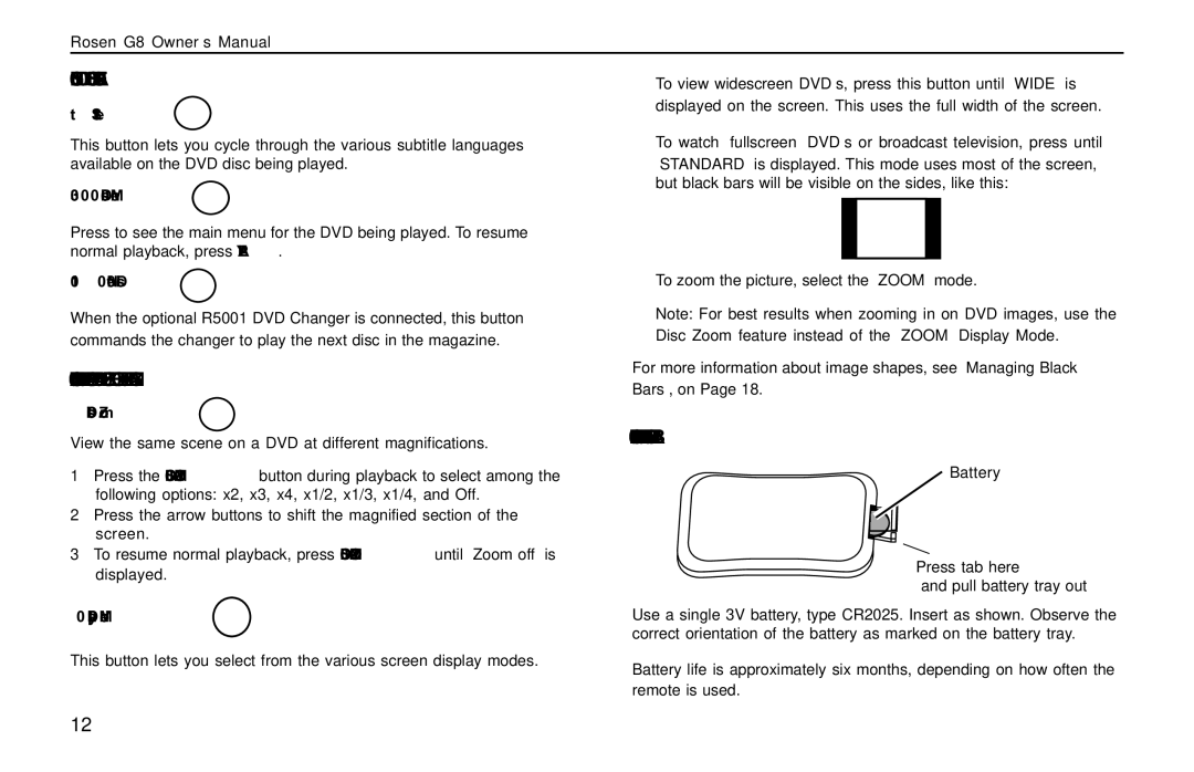 Rosen Entertainment Systems DVD Player owner manual Using DVD Disc Features, Changing the Shape and Size of the Image 