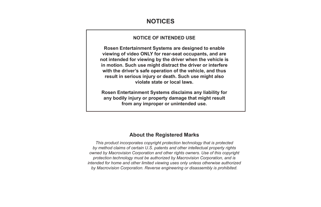 Rosen Entertainment Systems T10, T12 owner manual About the Registered Marks 