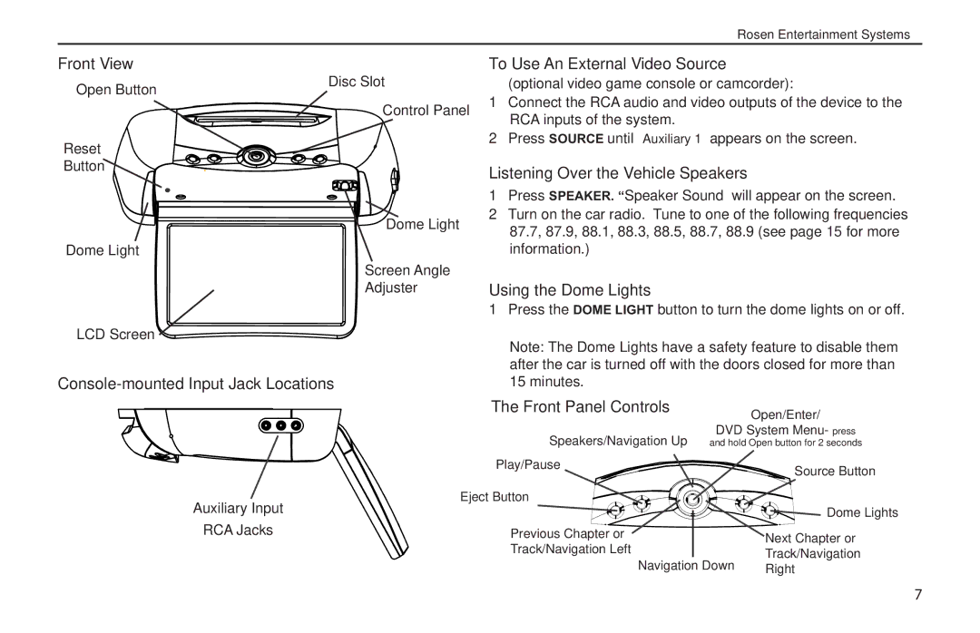 Rosen Entertainment Systems T8 owner manual Front View 