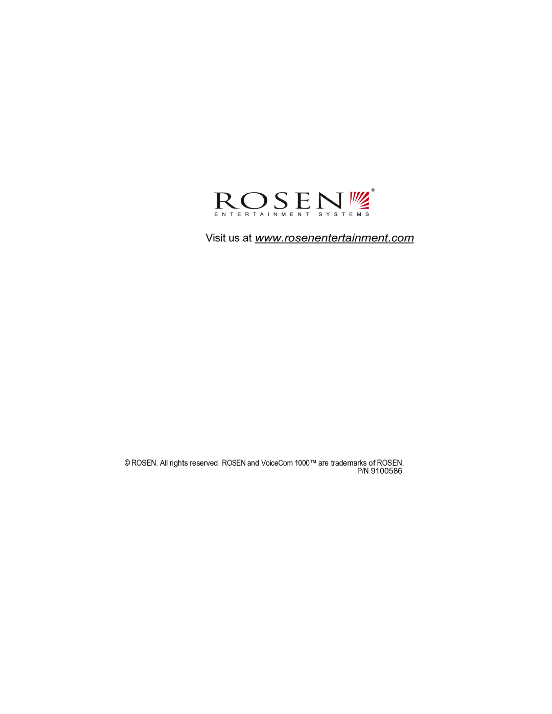 Rosen Entertainment Systems viocecom 1000 manual 