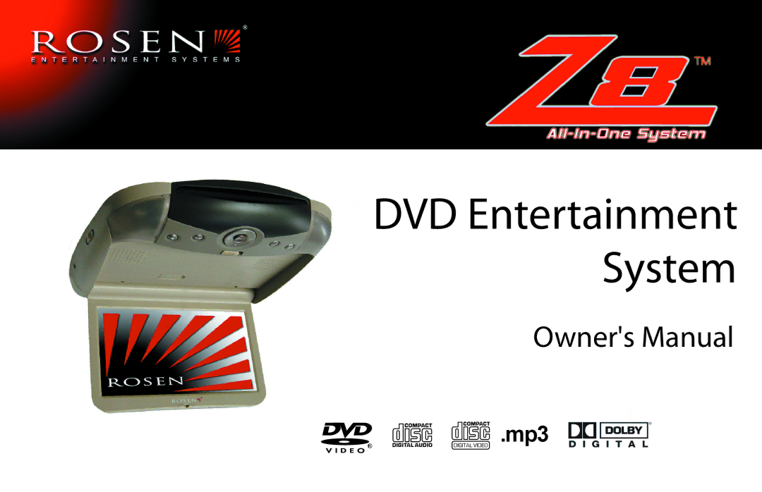 Rosen Entertainment Systems Z8 owner manual NEW Z10 Logodvd Entertainment System 