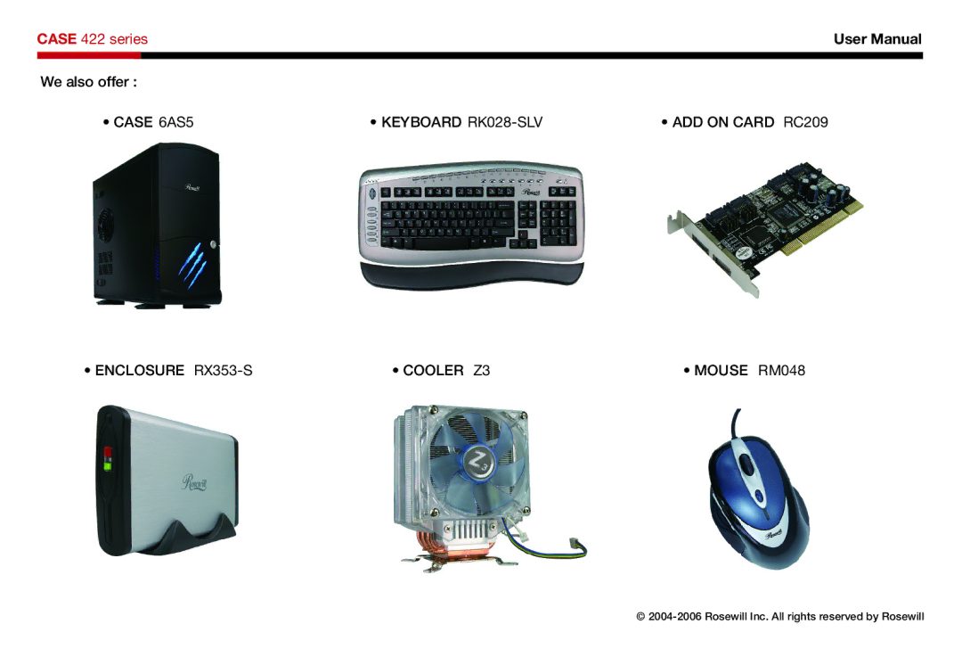 Rosewill user manual Case 422 series 