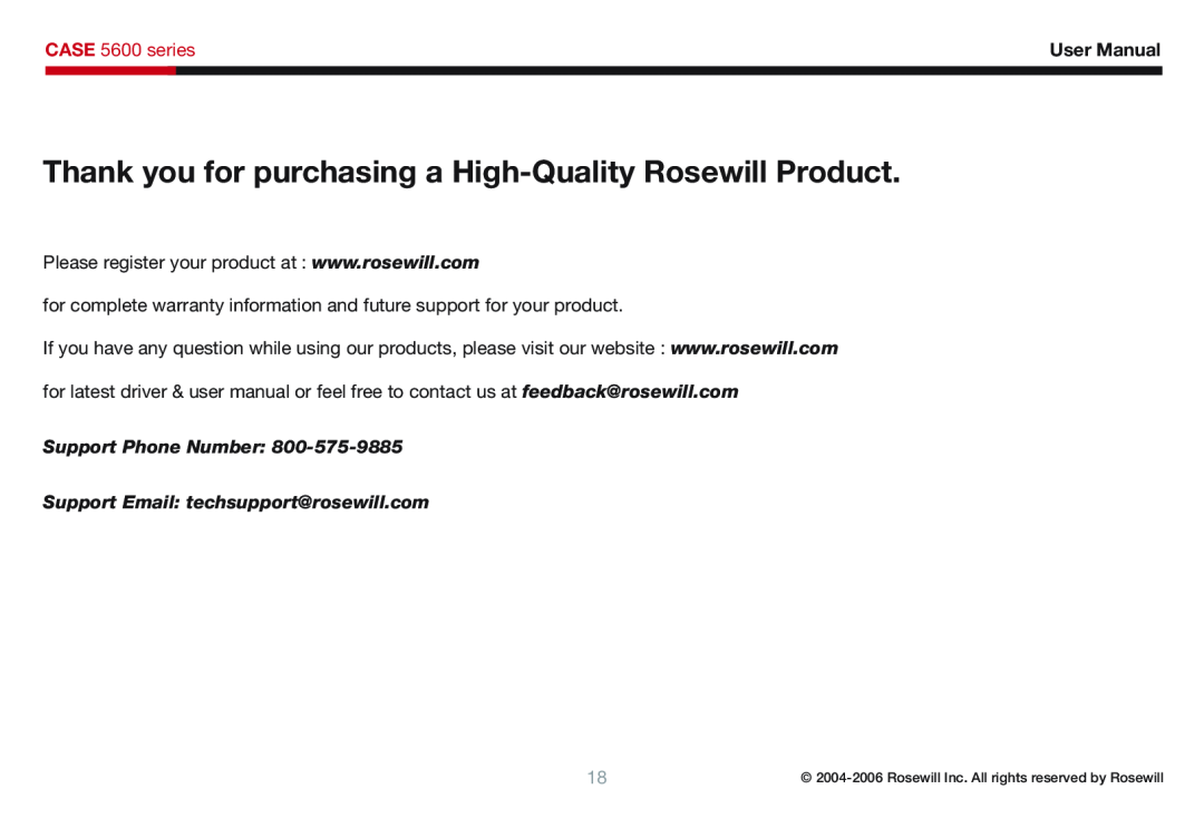 Rosewill user manual Thank you for purchasing a High-Quality Rosewill Product, CASE 5600 series, User Manual 