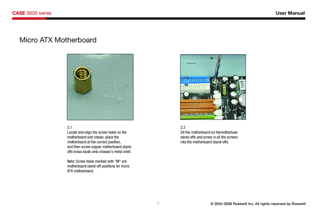 Rosewill user manual Micro ATX Motherboard, CASE 5600 series, User Manual 