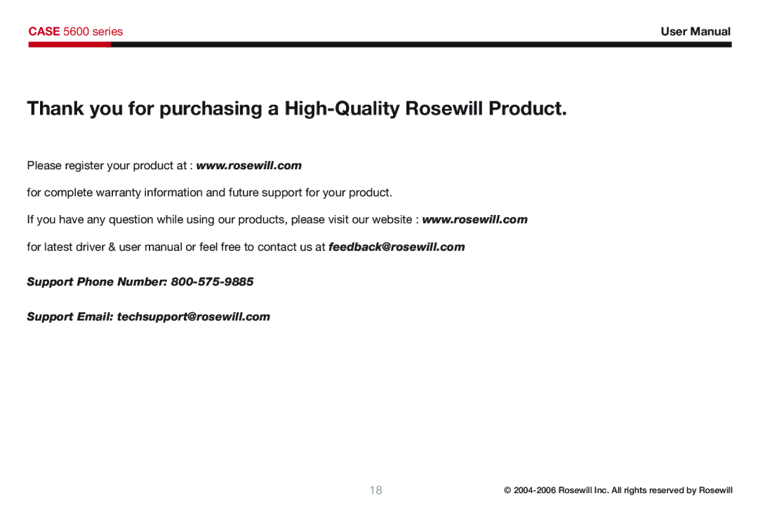 Rosewill 5600 user manual Thank you for purchasing a High-Quality Rosewill Product 