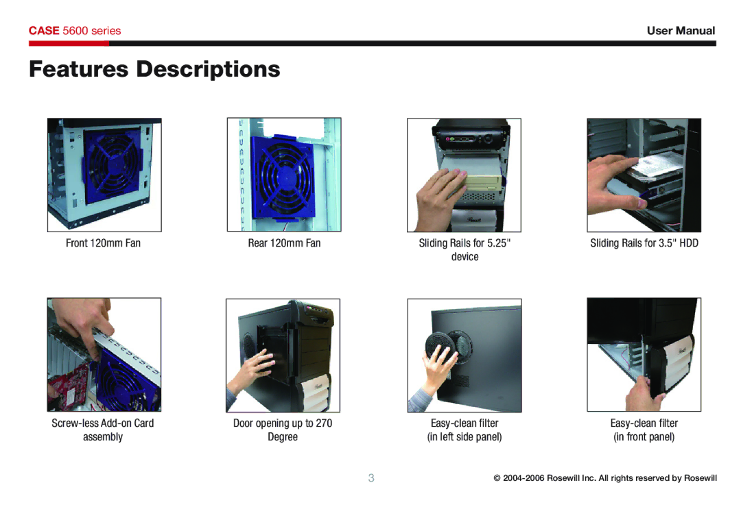 Rosewill 5600 user manual Features Descriptions 