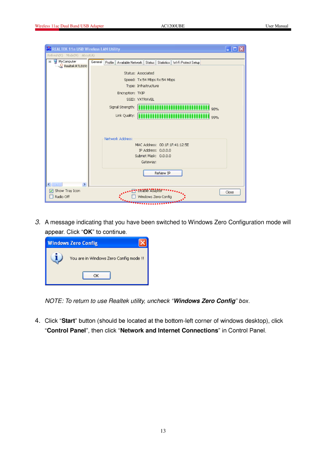 Rosewill AC1200UBE user manual 