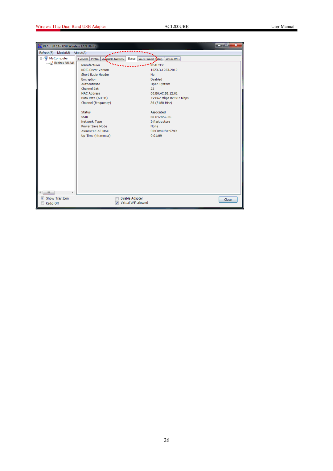 Rosewill AC1200UBE user manual 