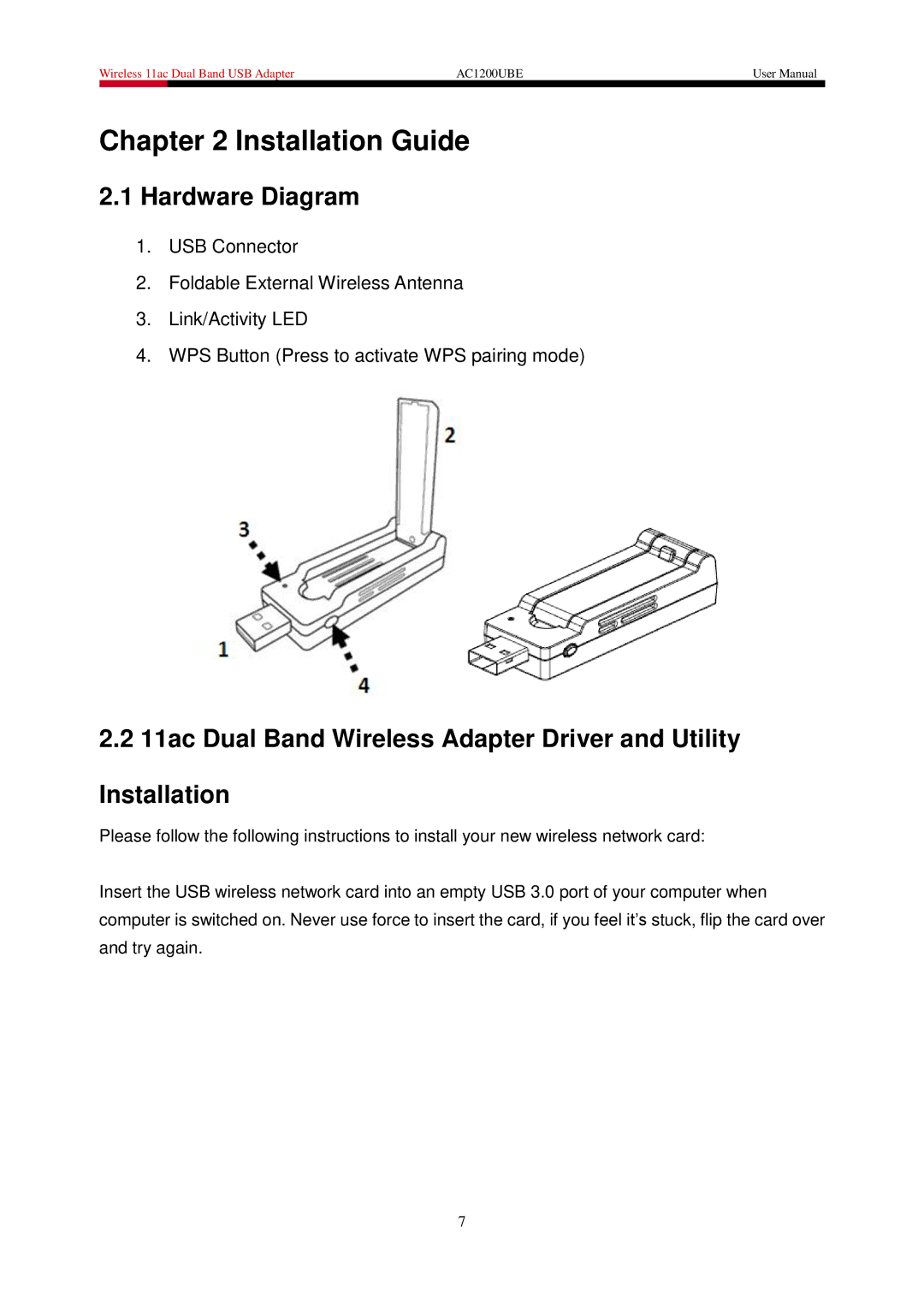 Rosewill AC1200UBE user manual Installation Guide, Hardware Diagram 