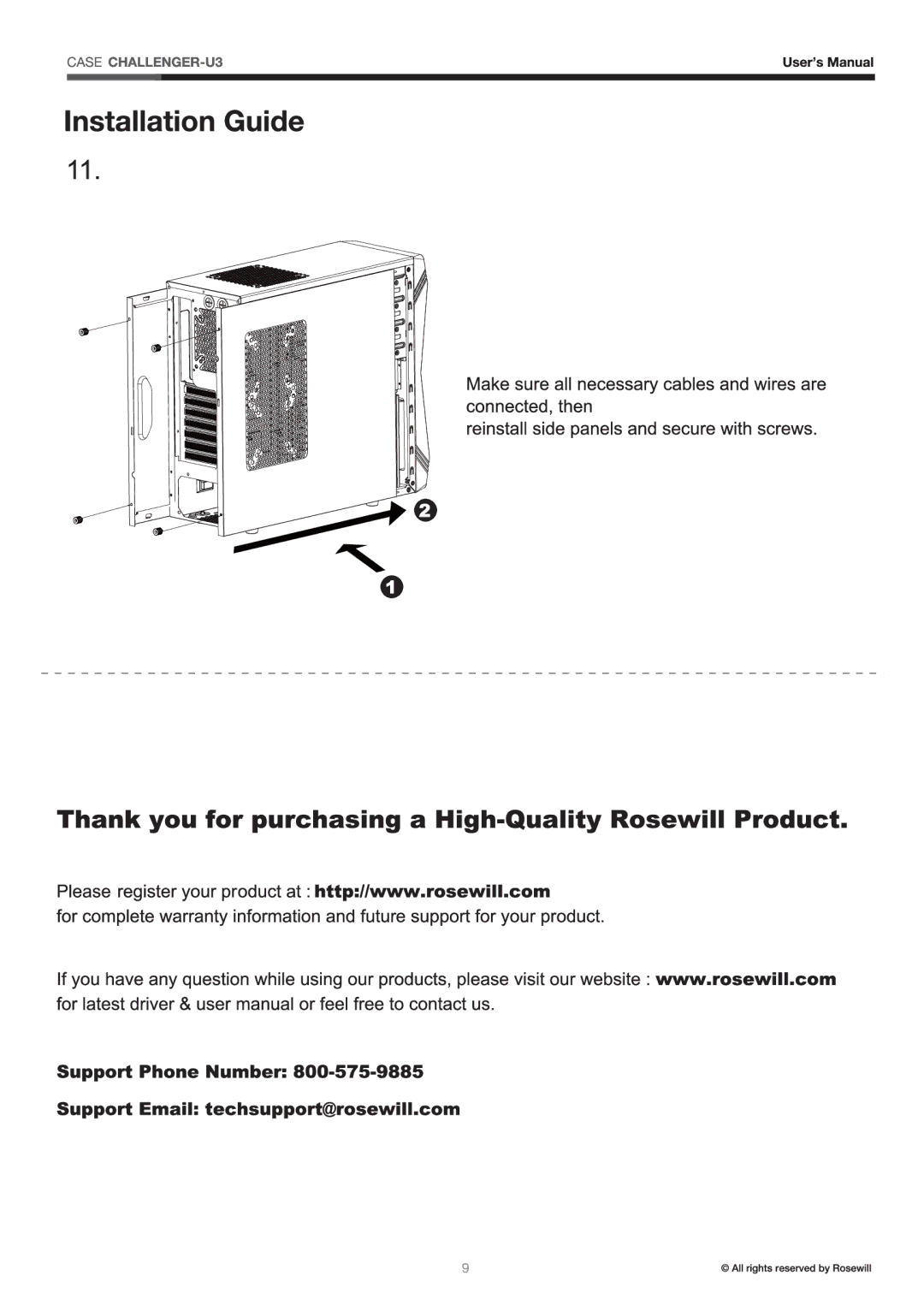 Rosewill CHALLENGER manual 