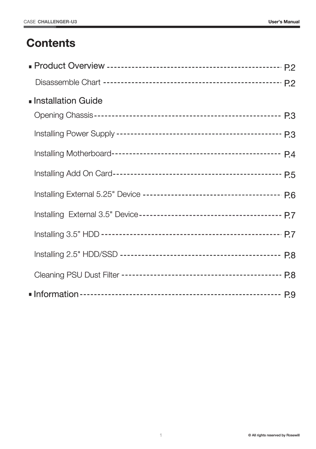 Rosewill CHALLENGER manual 