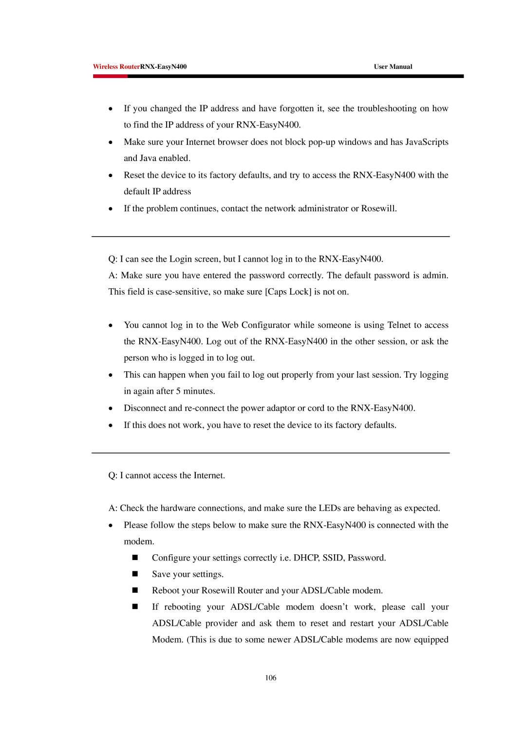 Rosewill EASYN400 user manual 106 