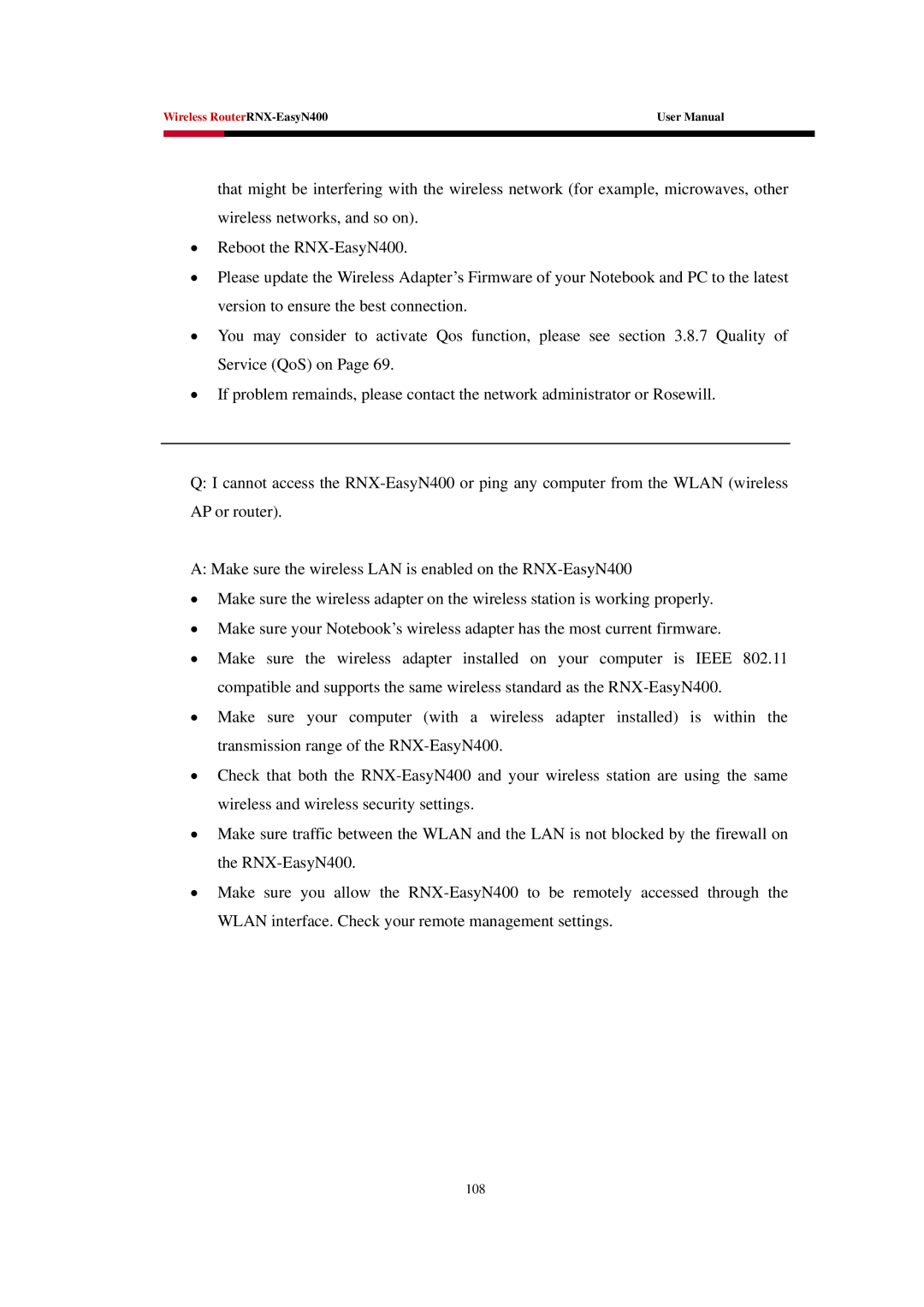 Rosewill EASYN400 user manual 108 