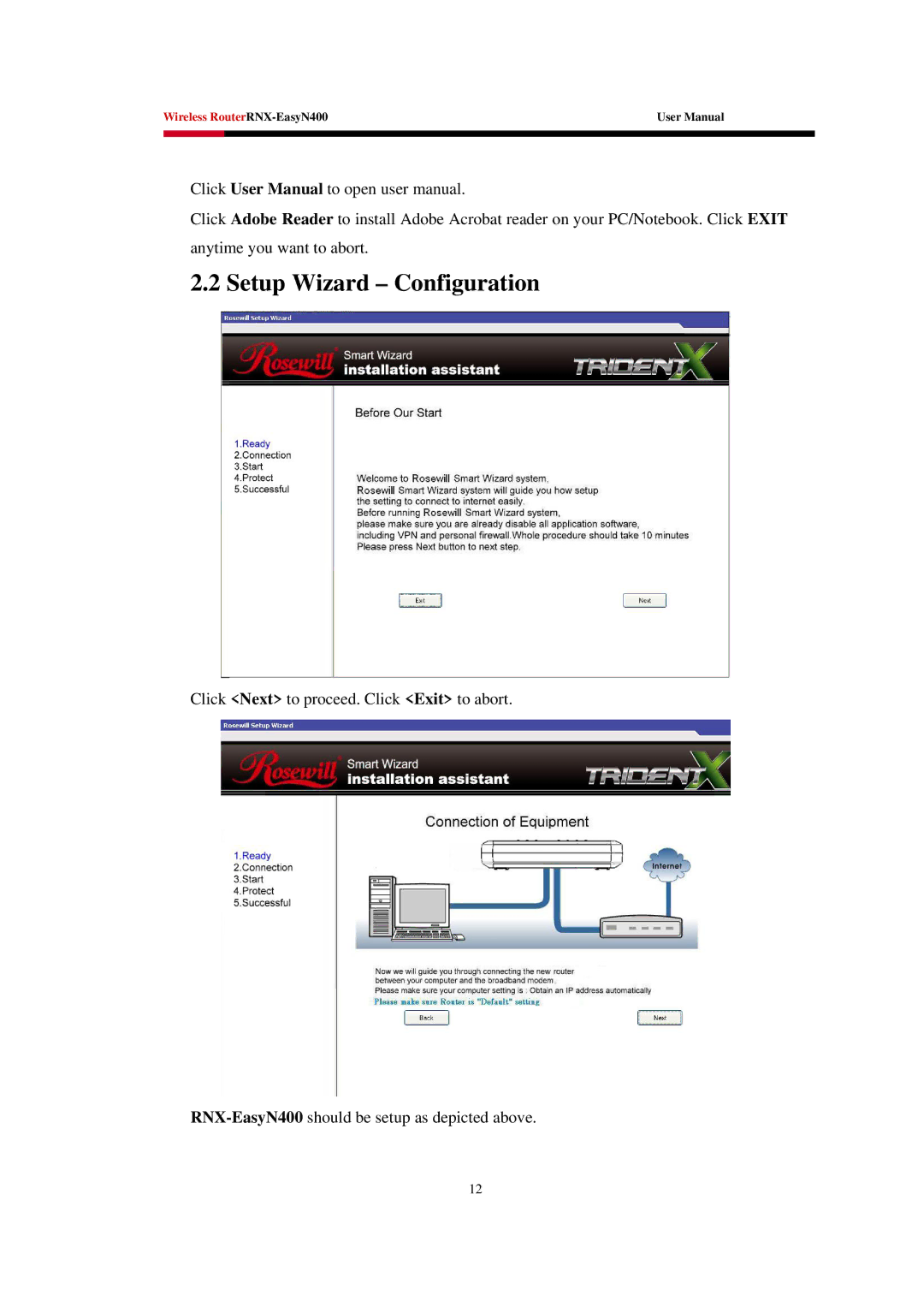 Rosewill EASYN400 user manual Setup Wizard Configuration 