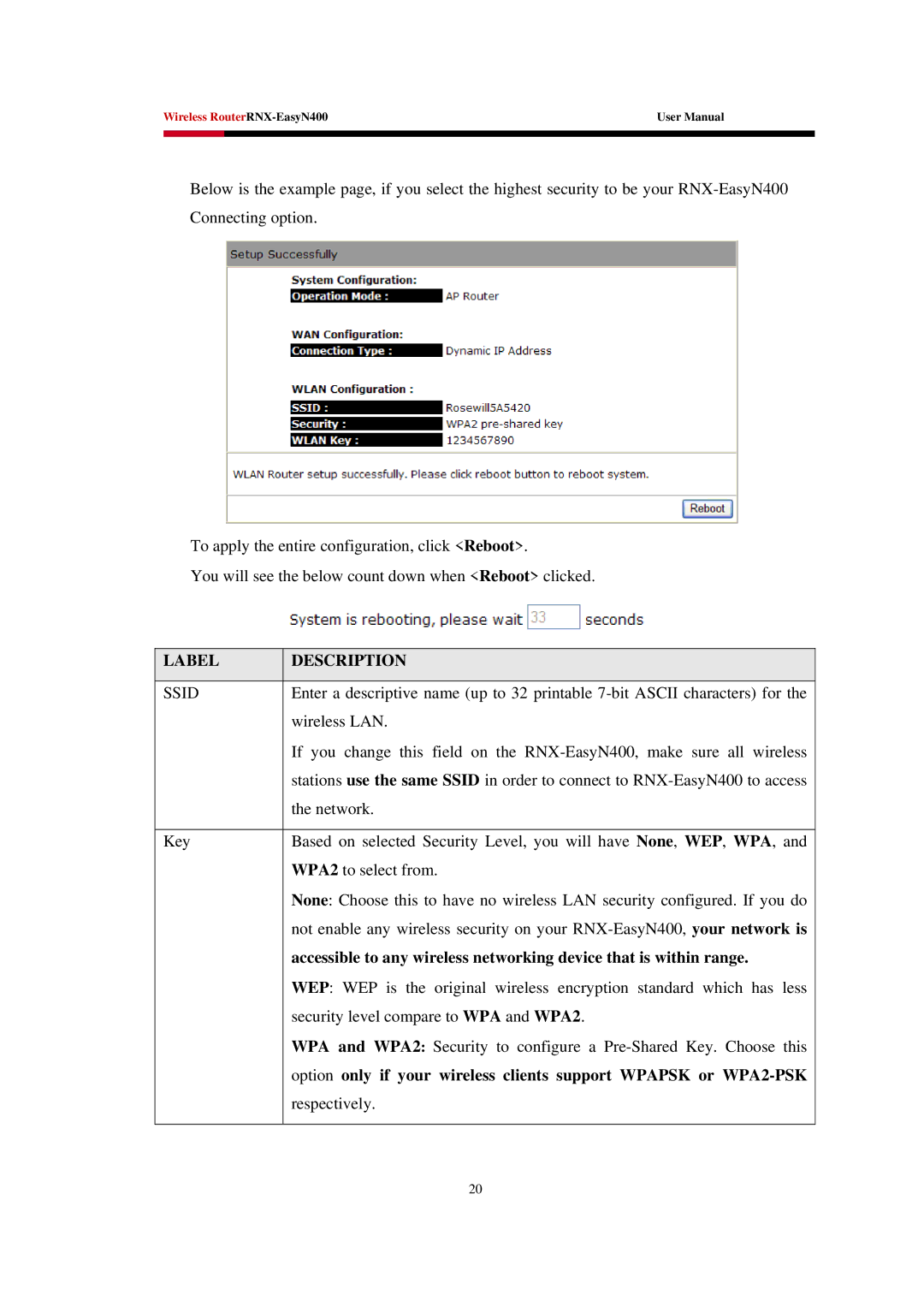 Rosewill EASYN400 user manual Ssid 