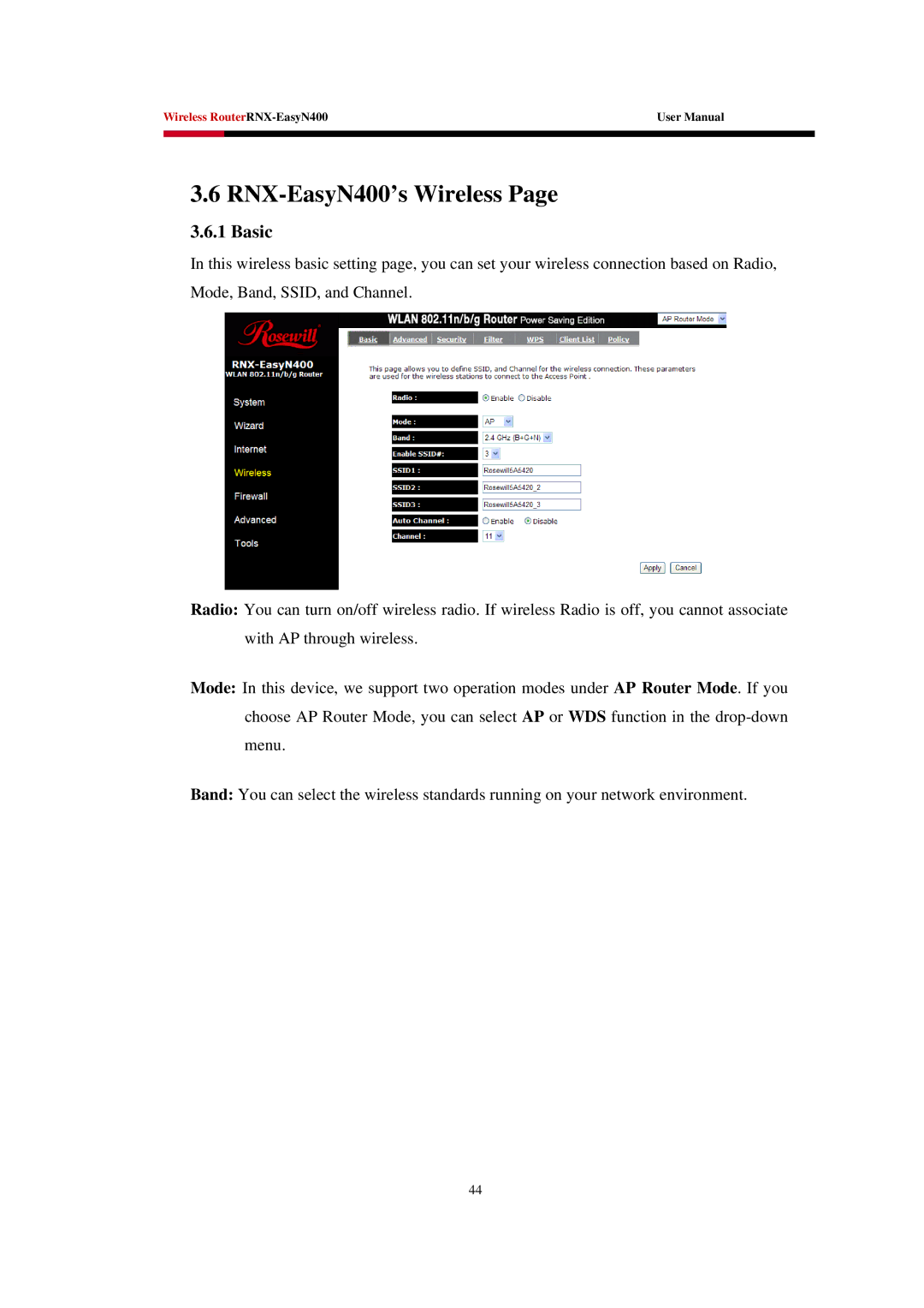 Rosewill EASYN400 user manual RNX-EasyN400’s Wireless, Basic 