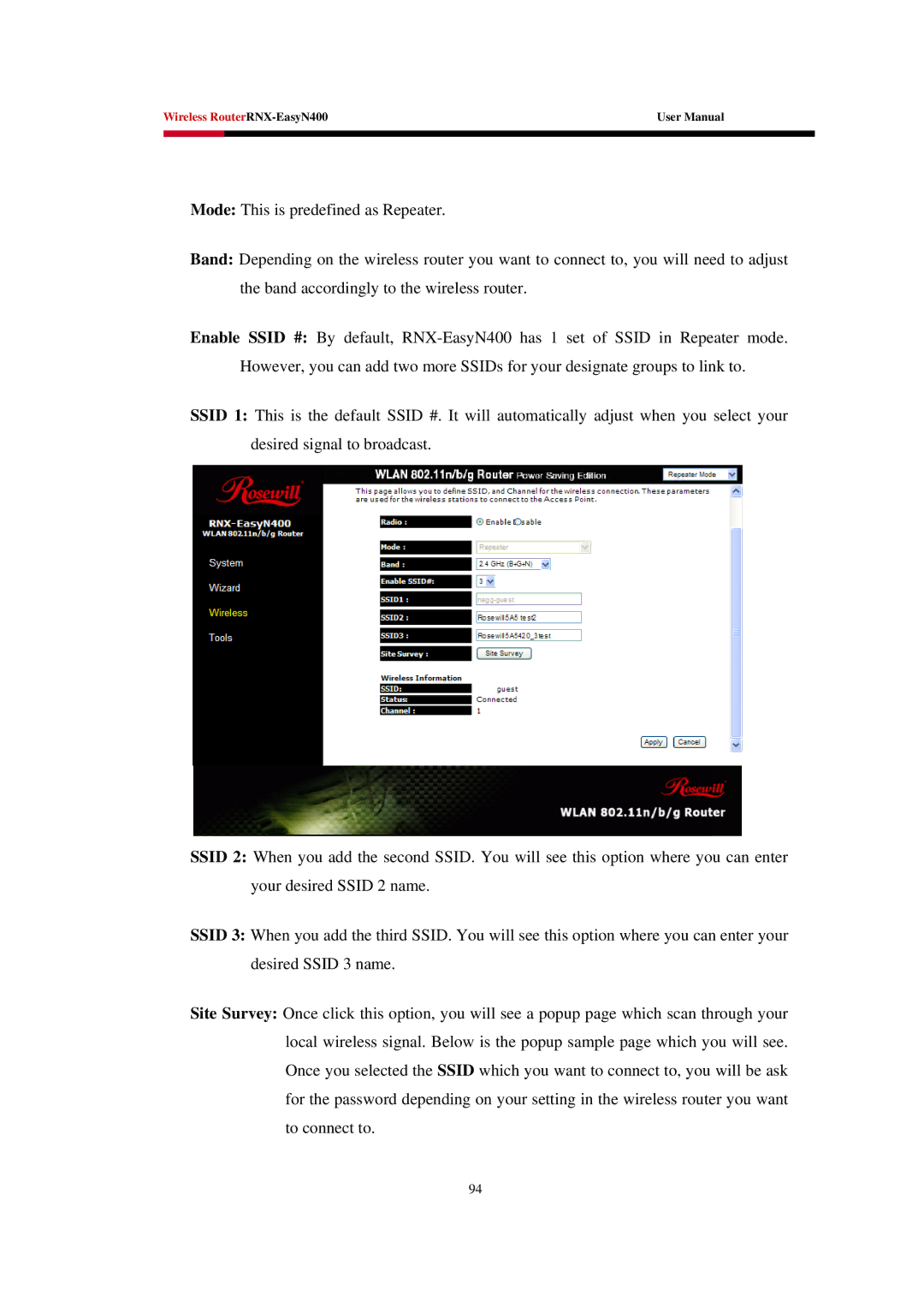 Rosewill EASYN400 user manual Wireless RouterRNX-EasyN400 