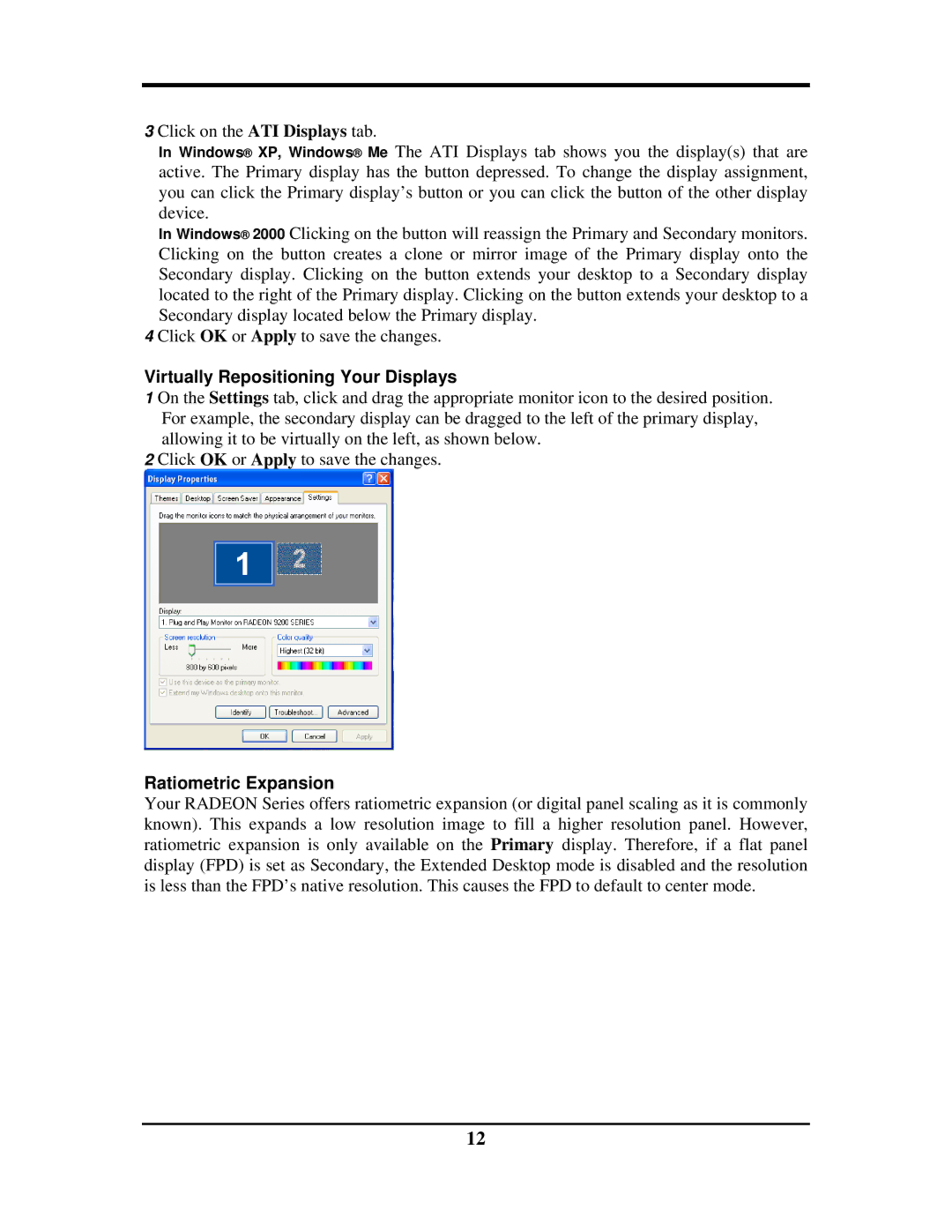 Rosewill G03-ATI9000 user manual Virtually Repositioning Your Displays, Ratiometric Expansion 