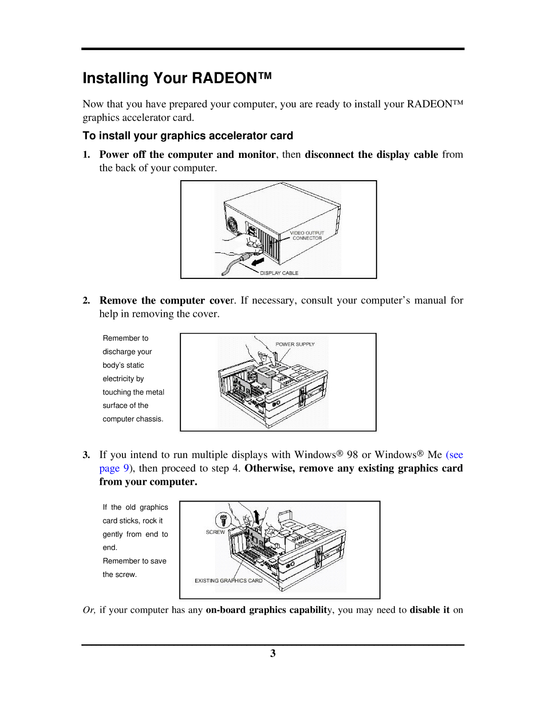 Rosewill G03-ATI9000 user manual Installing Your Radeon 