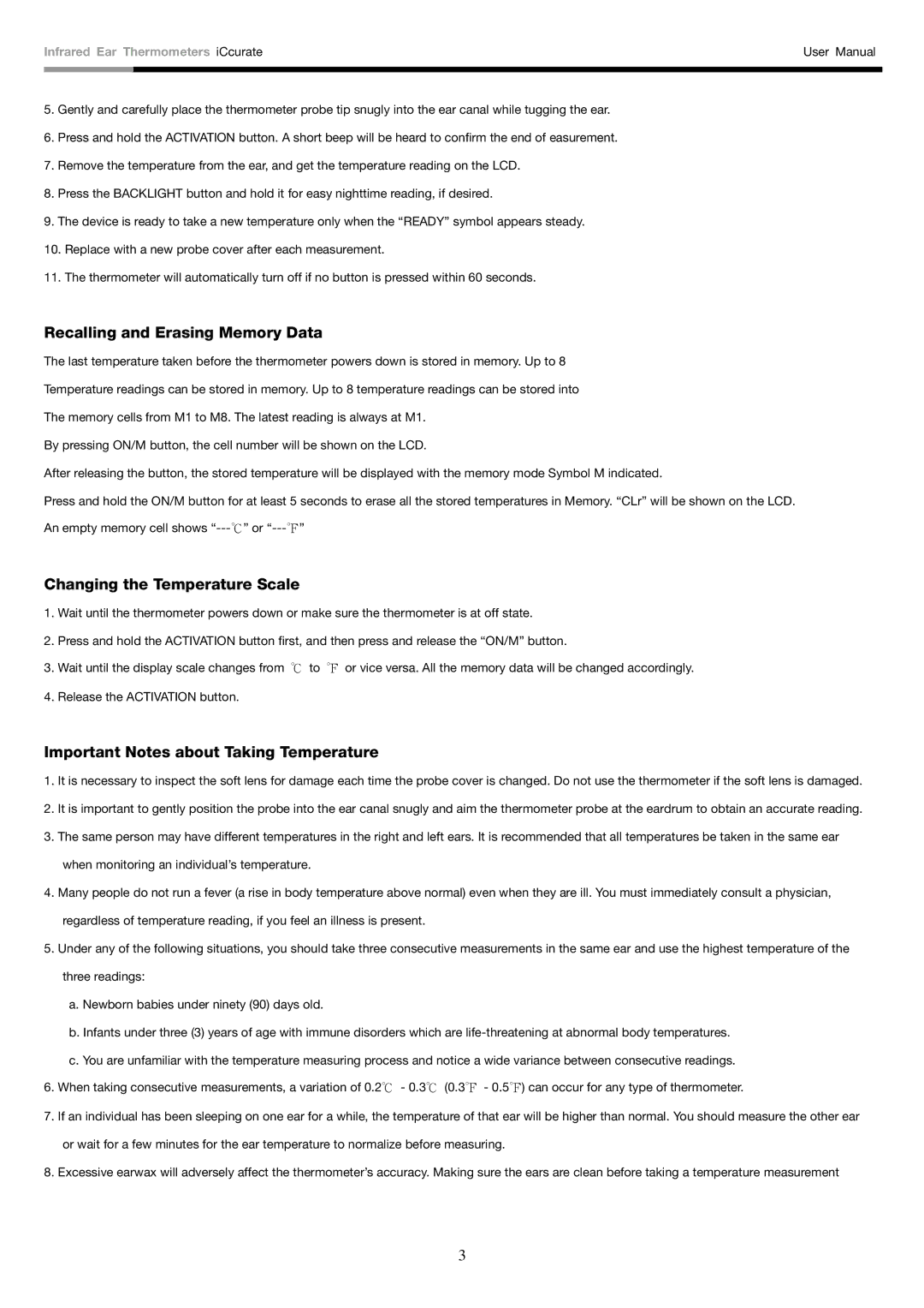 Rosewill i-Ccurate user manual Recalling and Erasing Memory Data, Changing the Temperature Scale 