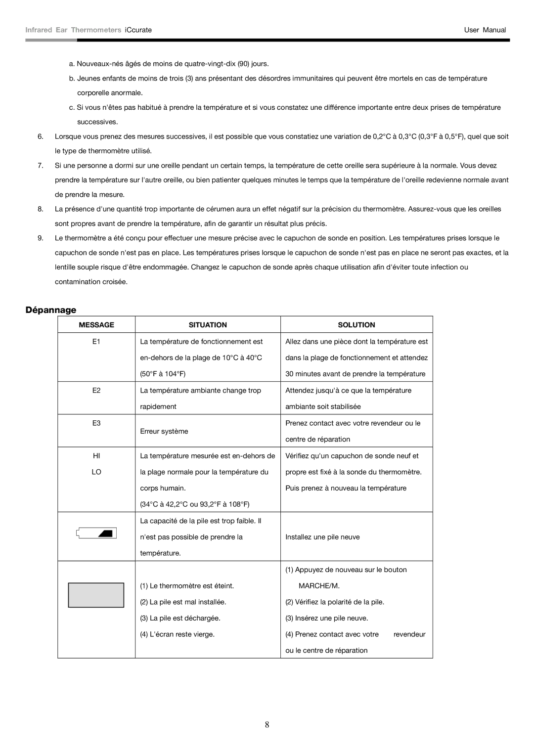 Rosewill i-Ccurate user manual Dépannage, Marche/M 