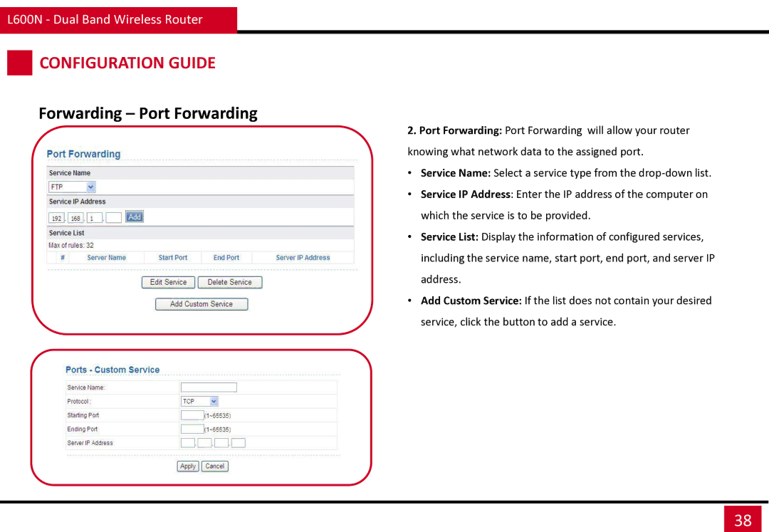 Rosewill L600N manual Forwarding Port Forwarding 