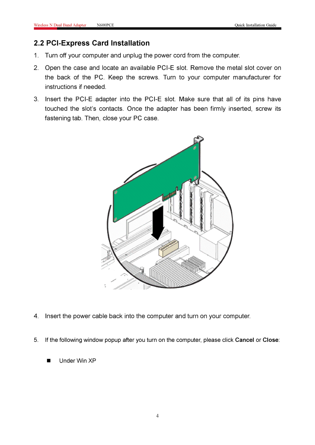 Rosewill N600PCE manual PCI-Express Card Installation 