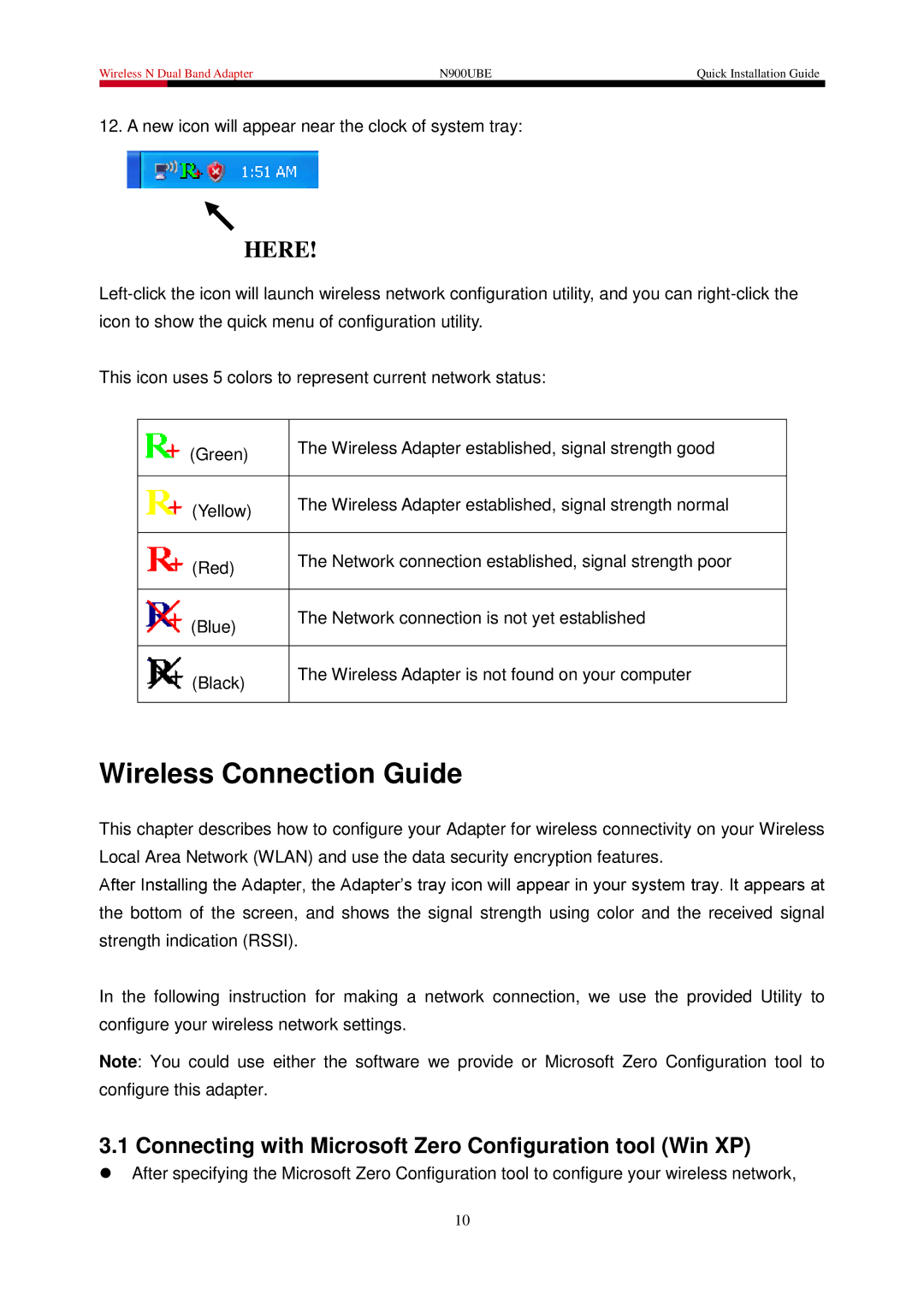 Rosewill N900UBE manual Here, Connecting with Microsoft Zero Configuration tool Win XP 