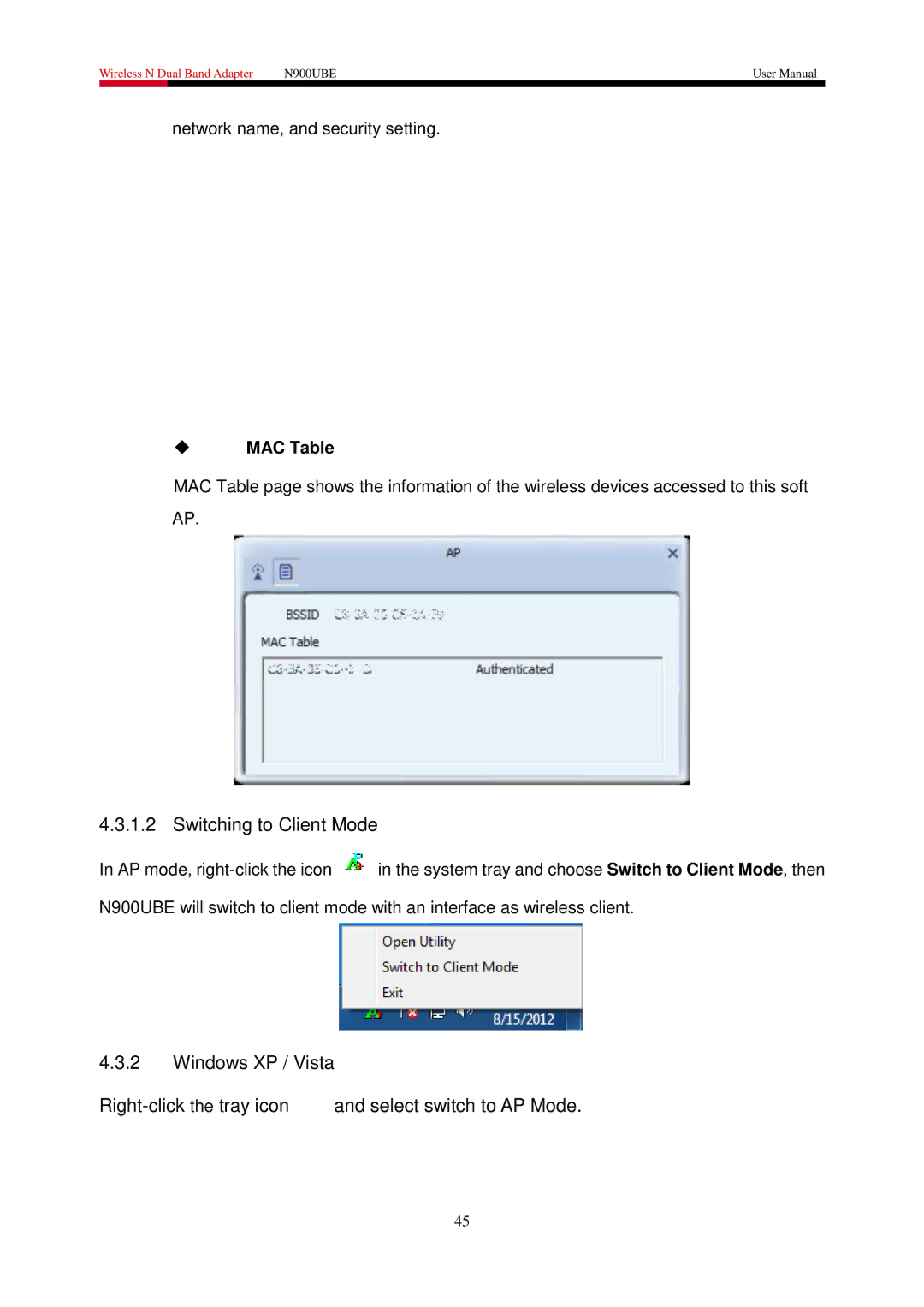 Rosewill N900UBE manual Switching to Client Mode 