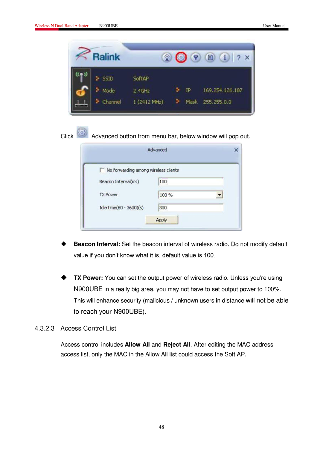 Rosewill N900UBE manual Access Control List 