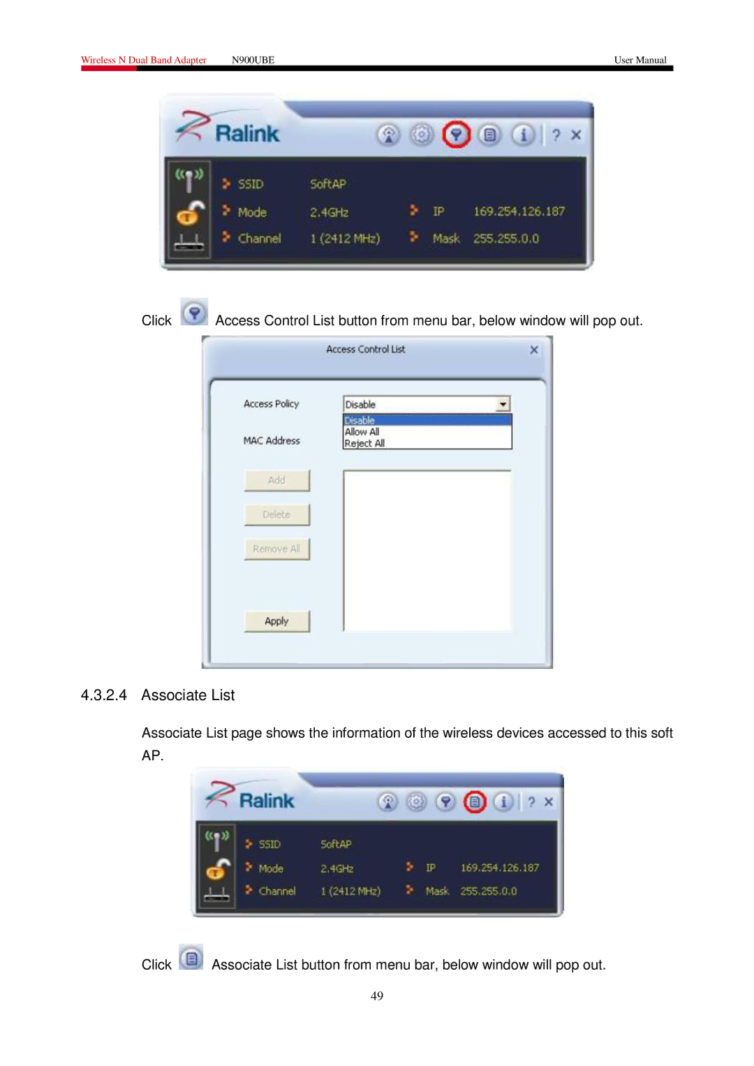 Rosewill N900UBE manual Associate List 