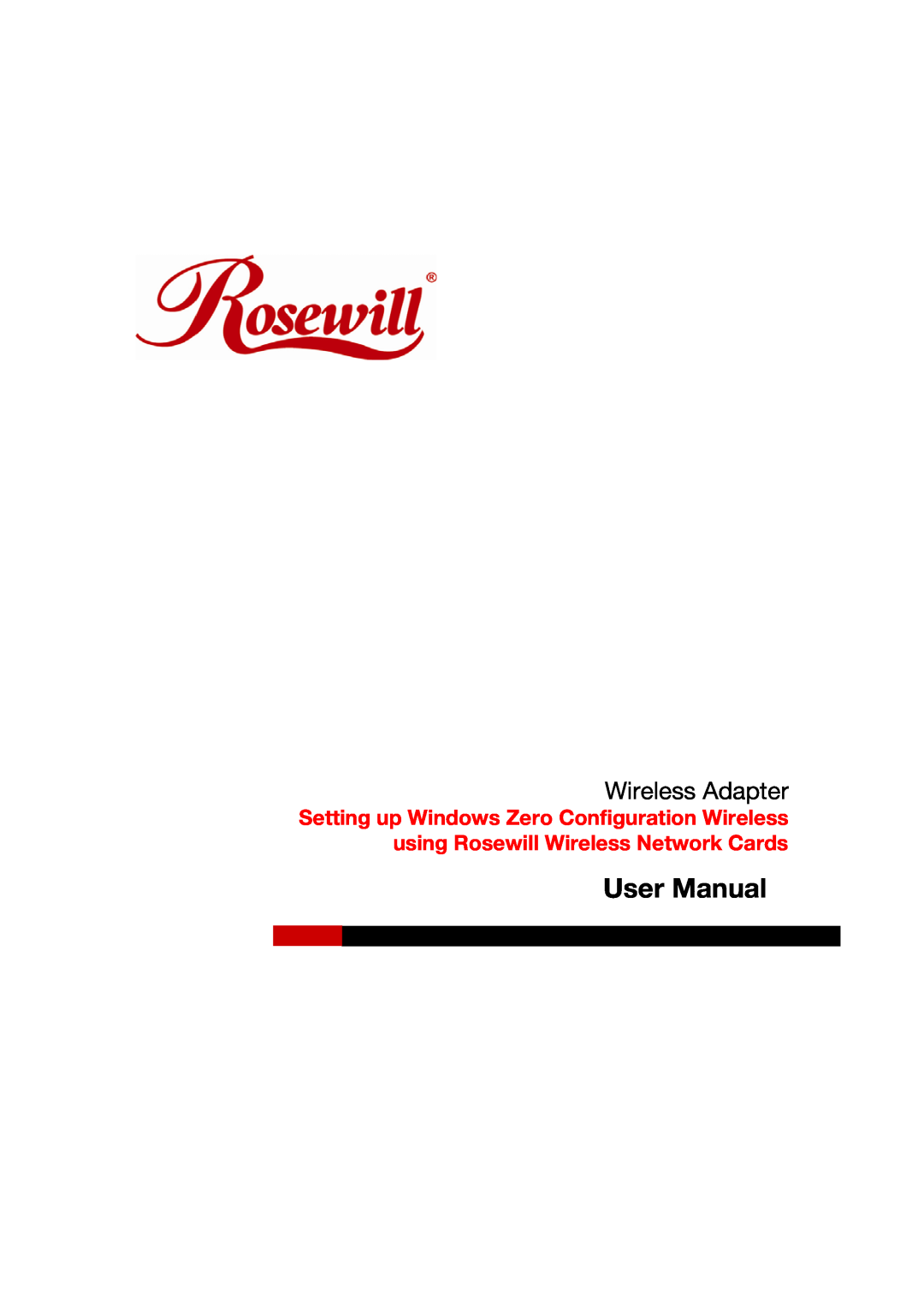Rosewill Network Card user manual User Manual, Wireless Adapter 