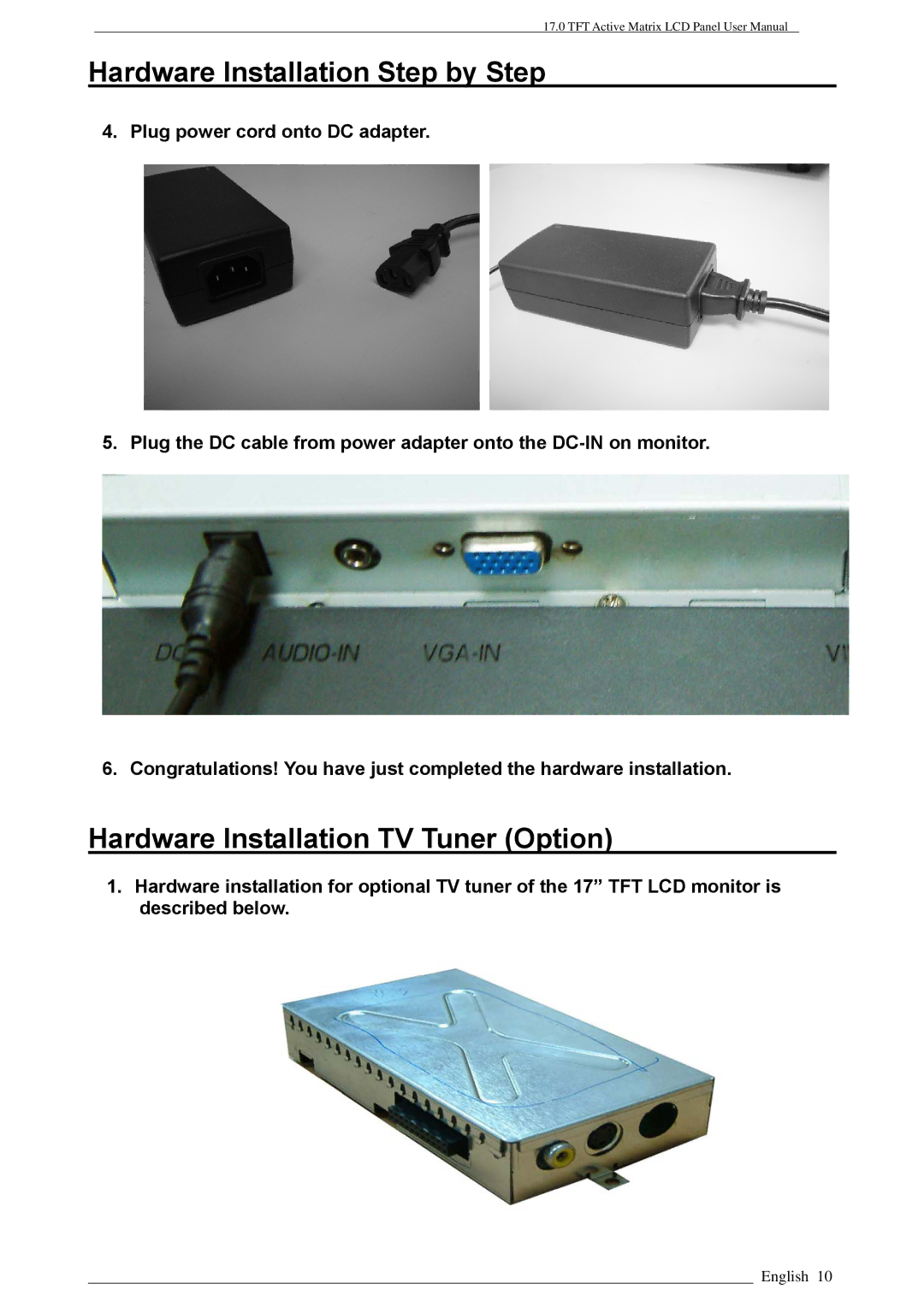 Rosewill LAD6019AB4, PAA050F user manual Hardware Installation TV Tuner Option 