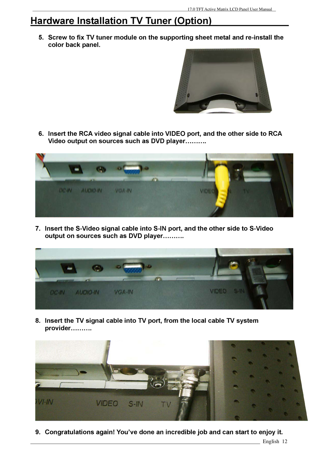 Rosewill LAD6019AB4, PAA050F user manual Hardware Installation TV Tuner Option 