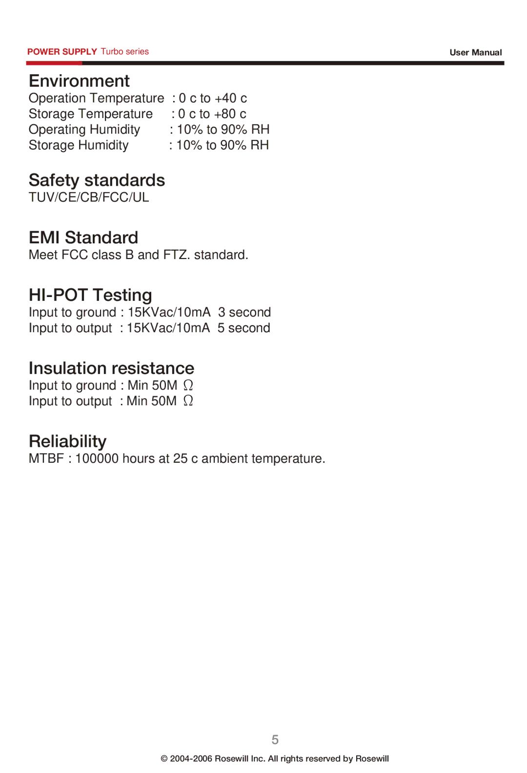 Rosewill Power Supply manual Safety standards 