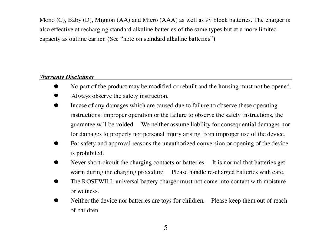 Rosewill R-BC-01 user manual Warranty Disclaimer 