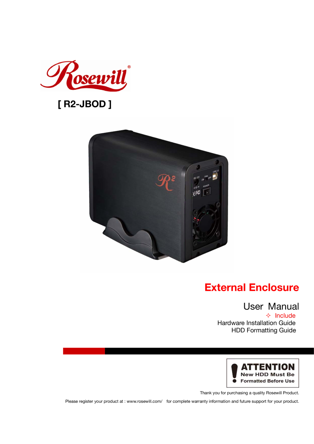 Rosewill R2-JBOD user manual External Enclosure 