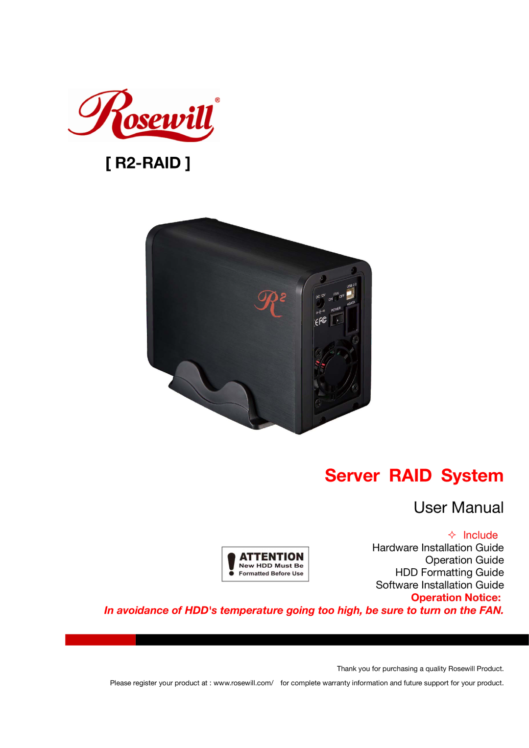 Rosewill R2-RAID user manual Server RAID System 