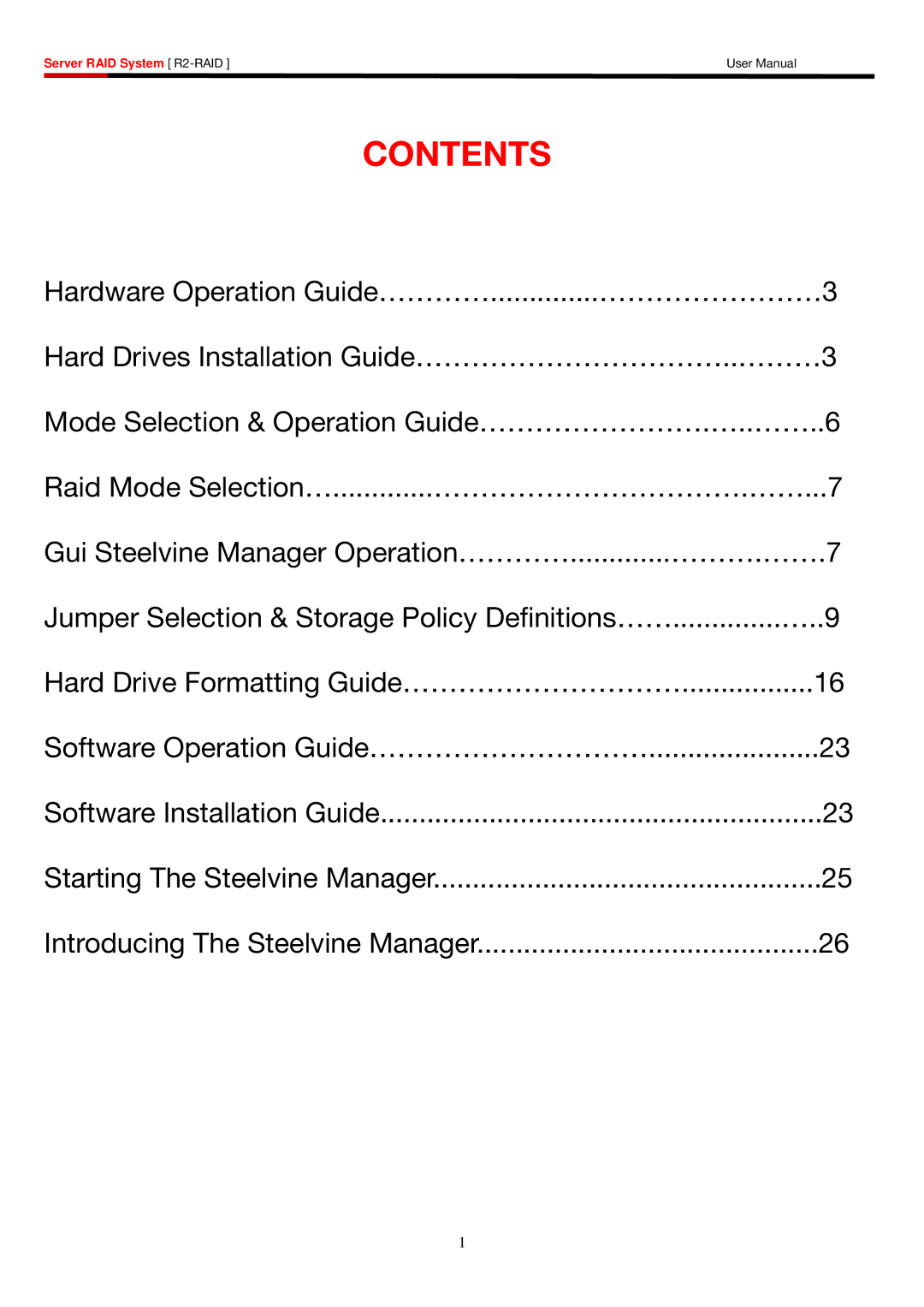 Rosewill R2-RAID user manual Contents 