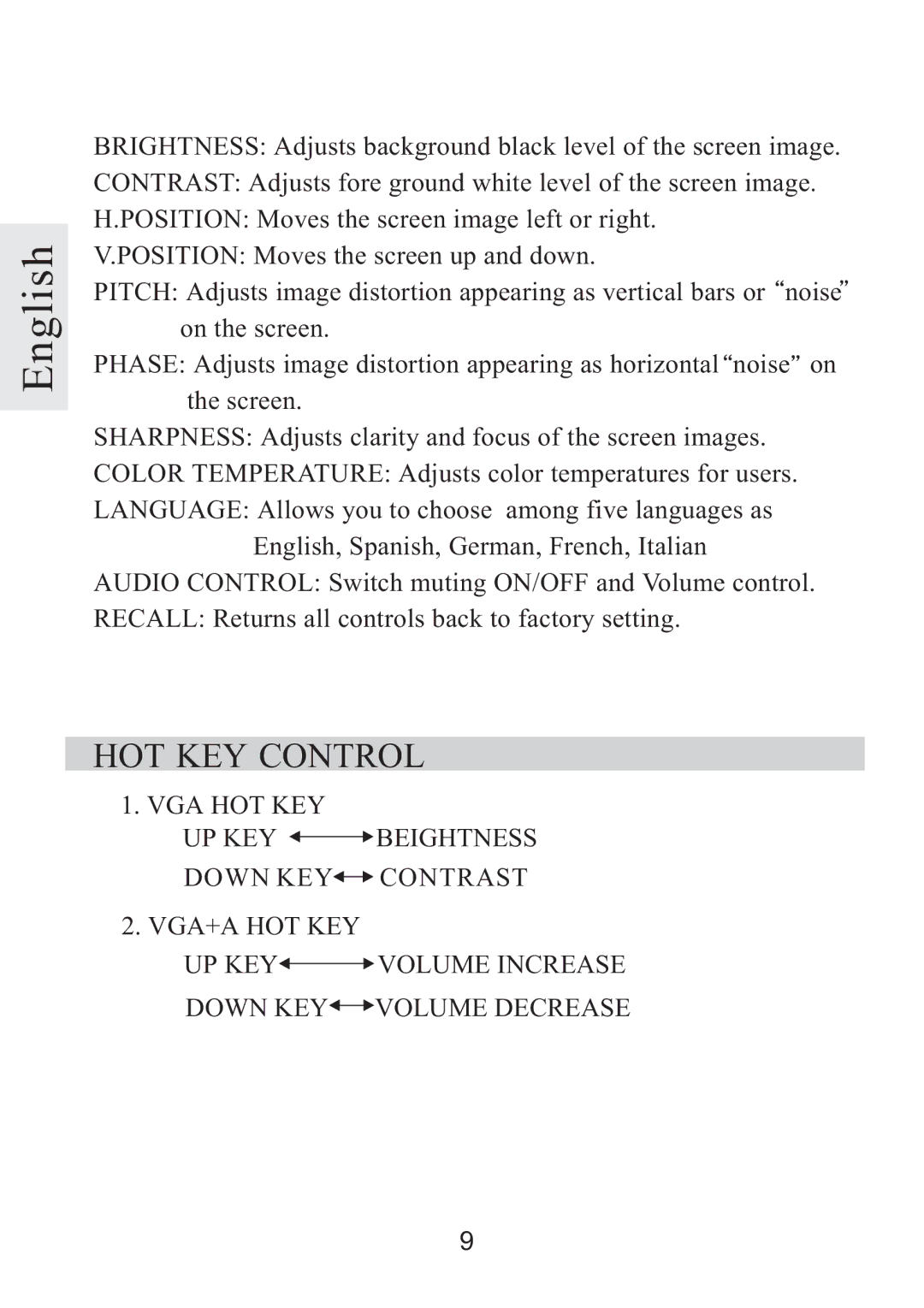 Rosewill R500N user manual HOT KEY Control 