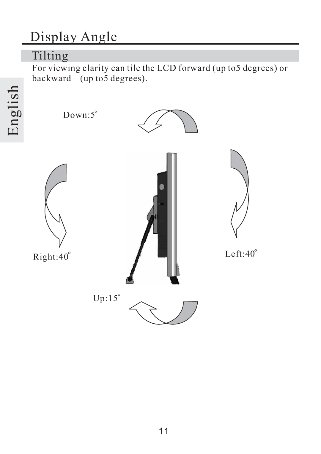 Rosewill R500N user manual Display Angle, Tilting 