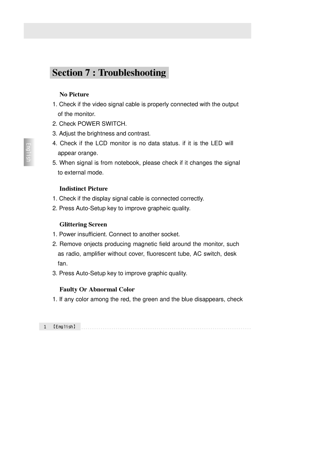 Rosewill R700N user manual Troubleshooting, No Picture 