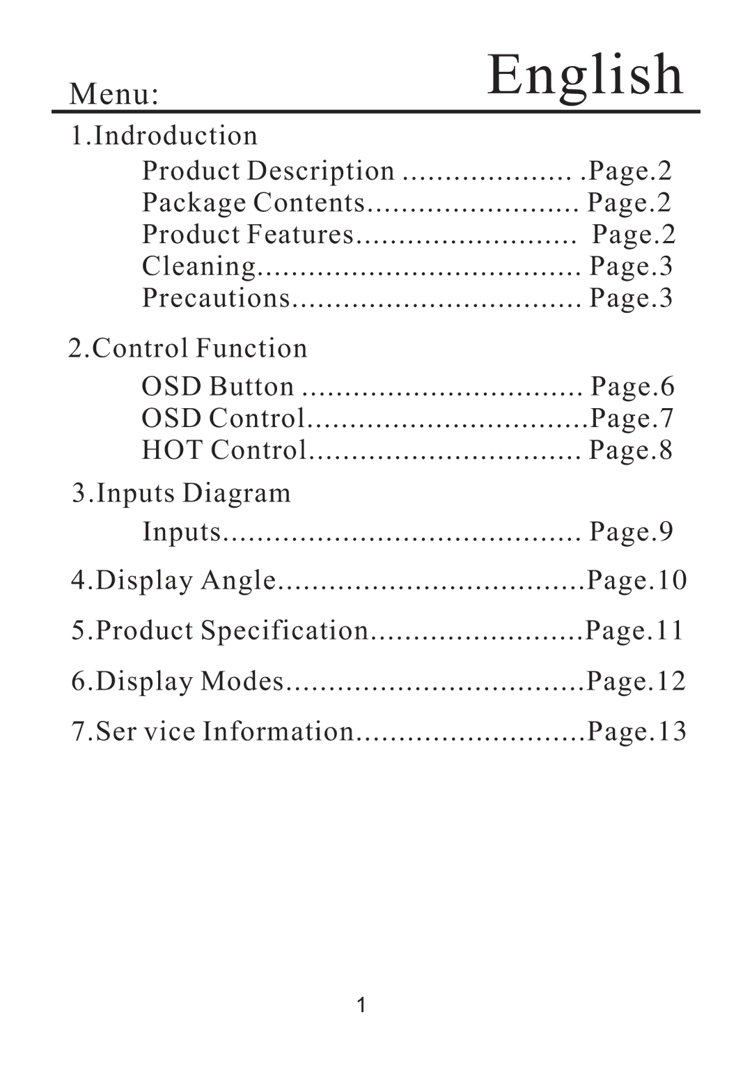 Rosewill R800N user manual MenuEnglish 